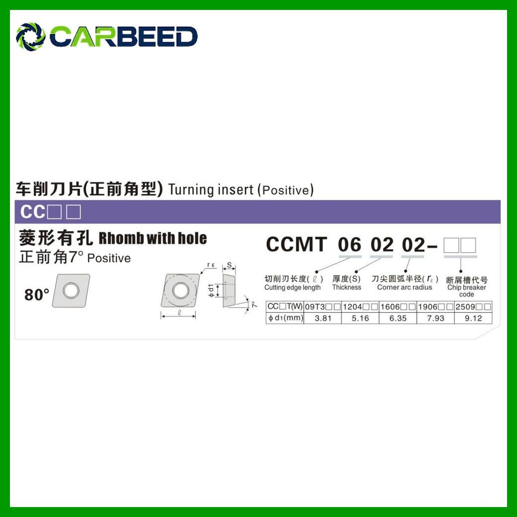 فص CCMT09T308 – فص 09 – كربيد CNC – فص معين 80° – سمك 3.18 مم - Image 3