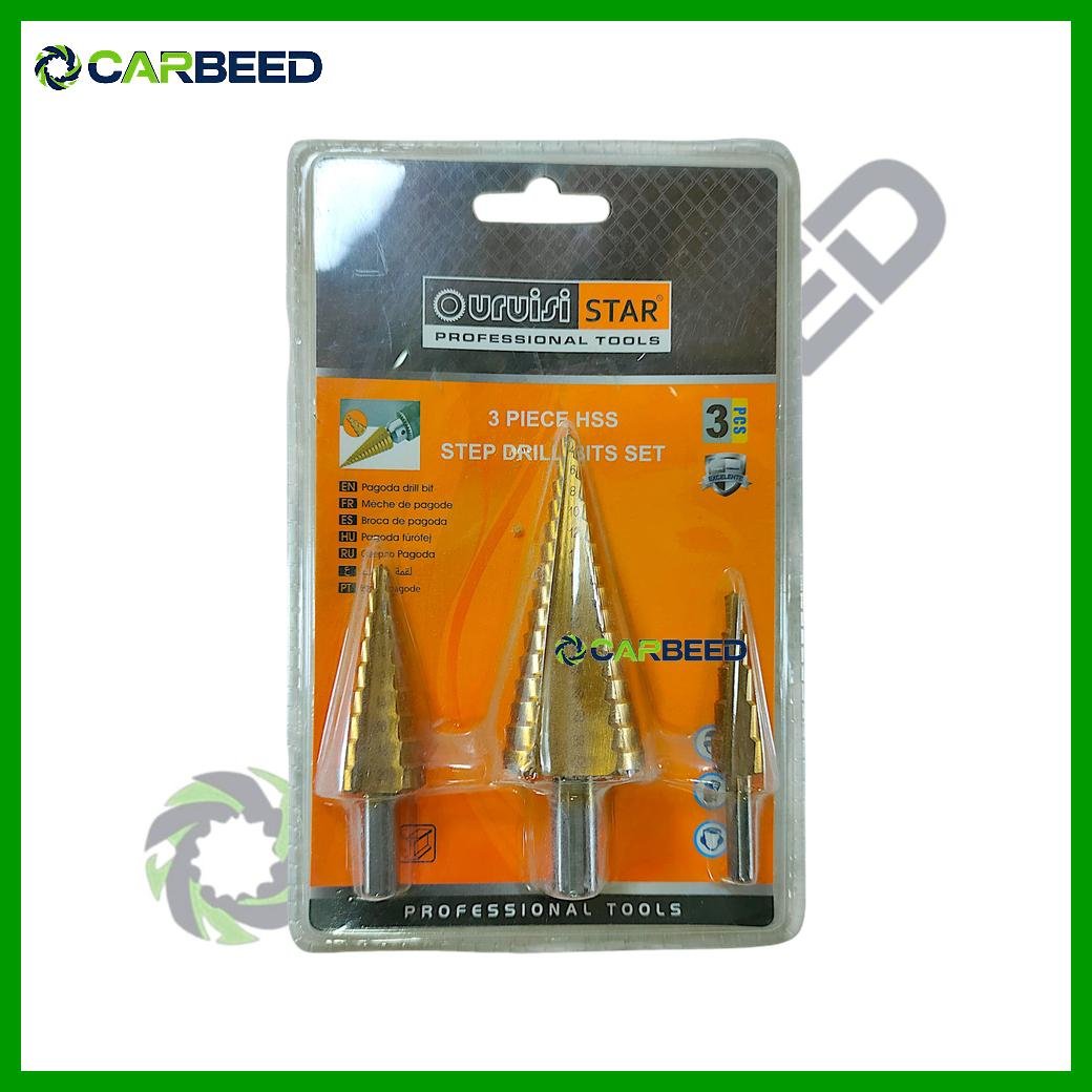 طقم بنطة هرمية 3 قطع – HSS - 3 Pcs HSS Step Drill Bit Set - Image 3