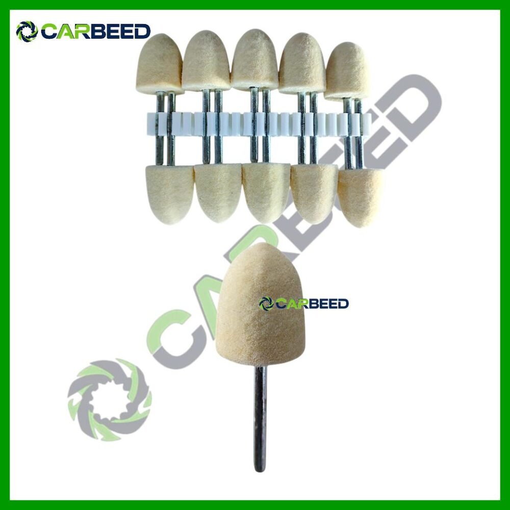 لباد اكس 3 مم اقطر مختلفة – بلحة لميني كرافت - Felt Polishing Wheel 3 mm Shank – bullet Type for Mini Craft