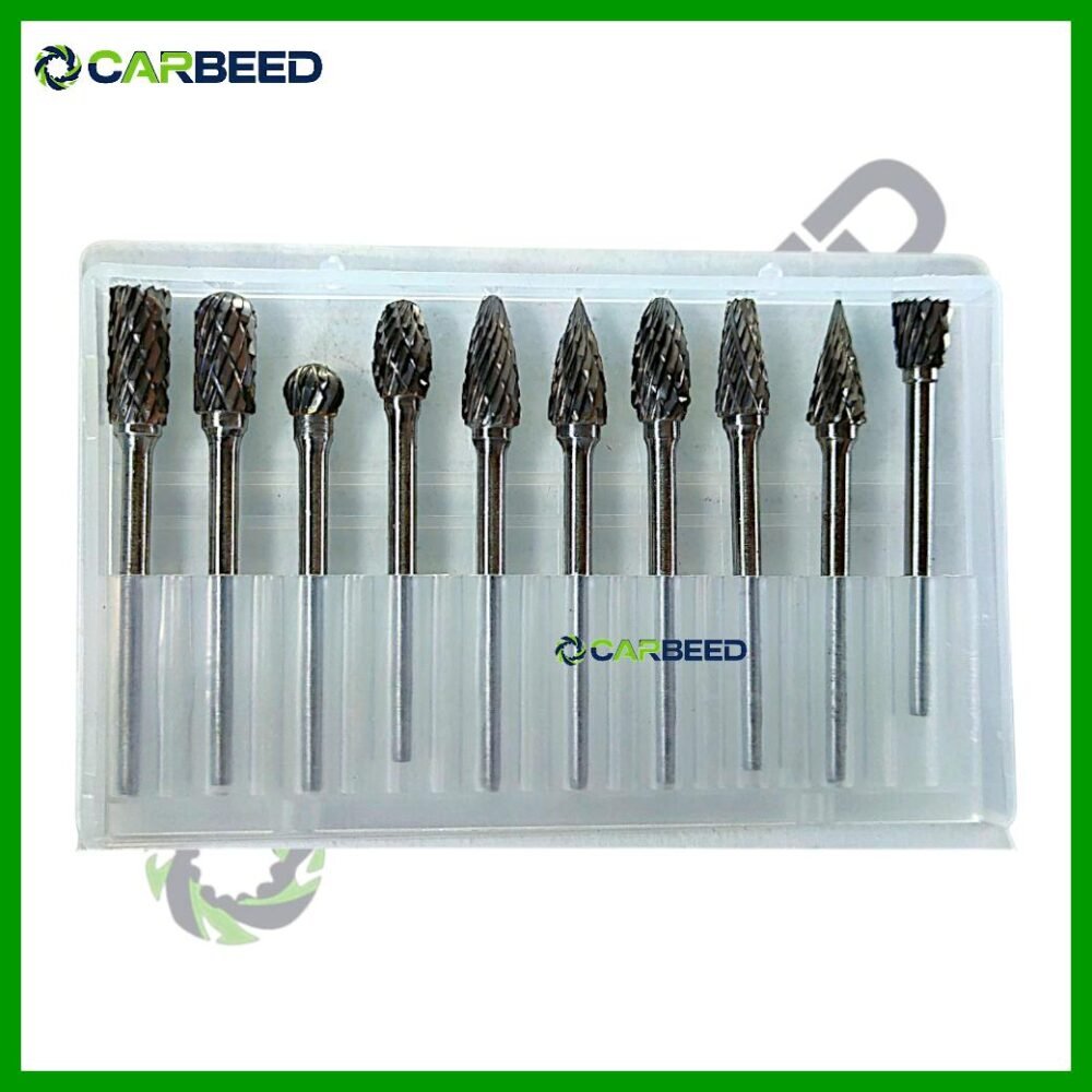 طقم فريزة كربيد أكس 3 مم قطر 6 مم – 10 قطع أشكال - Carbide Rotary File Set 3 mm Shank
